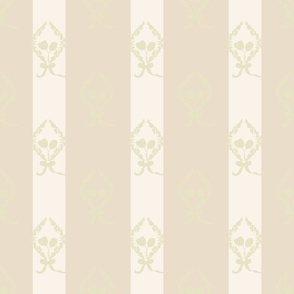 pale green beige cream stripe gouache lines with floral silhouettes modern