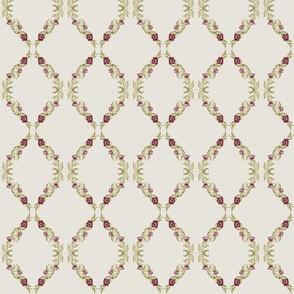 olive lavender cream grid gouache bows and flowers modern coquette