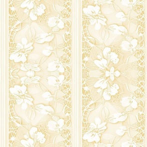 Pansy and Filigree Stripes in Ivory