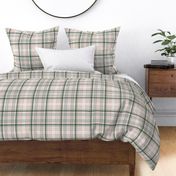 Gritty tartan plaid - winter checkered traditional textile neutral vintage pine green blue on beige 