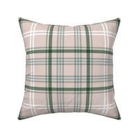 Gritty tartan plaid - winter checkered traditional textile neutral vintage pine green blue on beige 