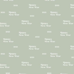 Classic happy new year 2024 vintage typography design 2023  french elegant text design black on sage mint green SMALL
