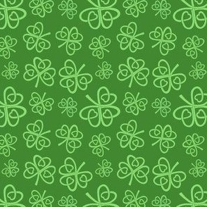 Celtic green Irish love shamrocks on dark green