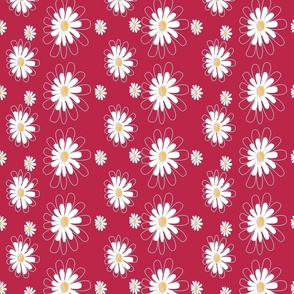 354. Daisies on viva magenta background