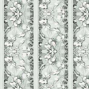 Pansy and Filigree Stripes in Regency Mint