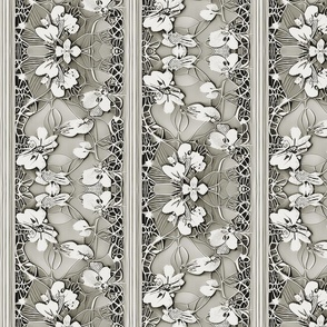 Pansy and Filigree Stripes in Regency Sage