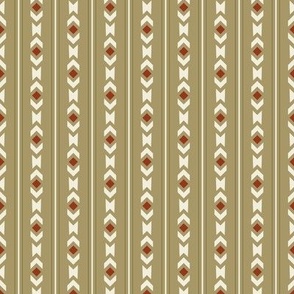 Chevrons and Diamonds No.1 Red and Tan Large