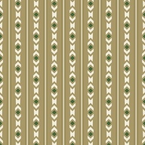 Chevrons and Diamonds No.2 Green and Tan Large