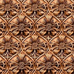Shasta Daisy Ogee Damask in Leather Brown