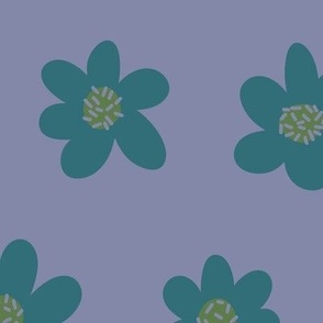 Turquoise flowers on a Purple Background