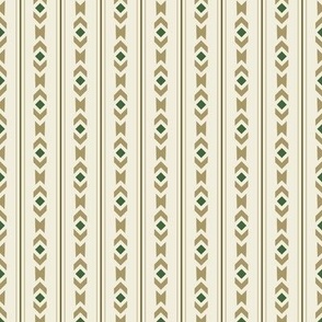 Chevrons and Diamonds No.9 Green and Cream Large