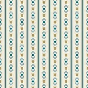 Chevrons and Diamonds No.10 Blue, Tan and Cream Large