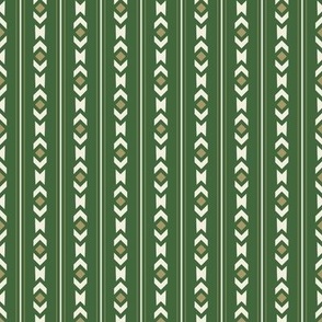 Chevrons and Diamonds No.13 Tan and Green Large