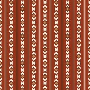 Chevrons and Diamonds No.14 Tan and Red Large