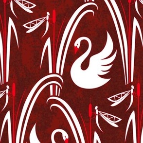 by the pond - art deco dark red