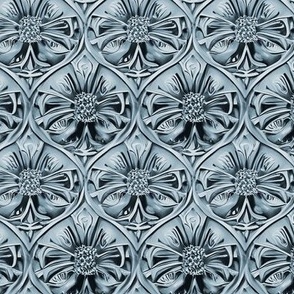 Shasta Daisy Ogee Damask in French Blue