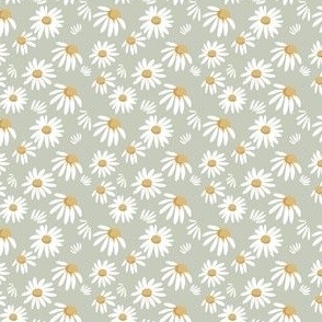 ditsy sage green daisies boho floral print 