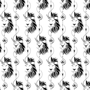 small scale lion tattoo - black and white tribal lion - lion wallpaper and fabric