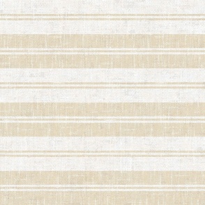  French Linen Stripes Natural White Beige Ochre