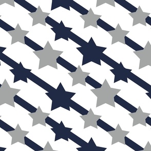 Navy Blue Gray Geometric Lines Stars 