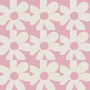 Funky Daisy Block - Pink And Cream.