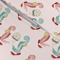 Christmas, Seahorses, Stockings, Sand Dollars, Pink, Coastal, Holiday, jg_anchor_designs, #Christmas #Coastal #Beach #Seahorse