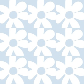 Funky Daisy Block - Pastel Blue And White.