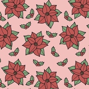 Christmas Florals - Poinsettia Flowers, Holly, Mistletoe