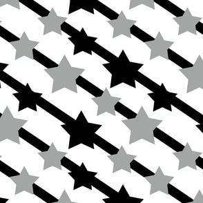 Abstract Black Gray Geometric Lines Stars