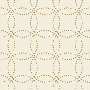 Geometric Polka Dot Circles Floral Tile Pattern in Gold on Ivory Large Scale Home Decor 10 in Repeat