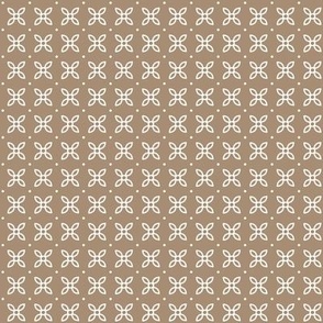 Sepal Square: Chestnut Brown & White Geometric Floral