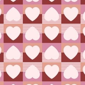 Heartfelt | heart squares blocks retro stripes checkers print