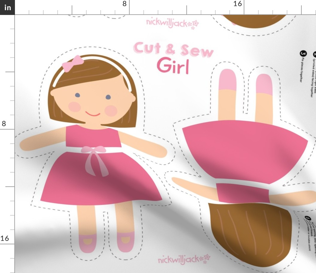 Cut and Sew Pink Dress Doll