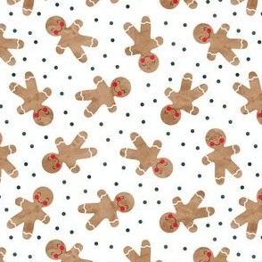 (med scale) gingerbread man toss on white - cute watercolor christmas cookies - C22