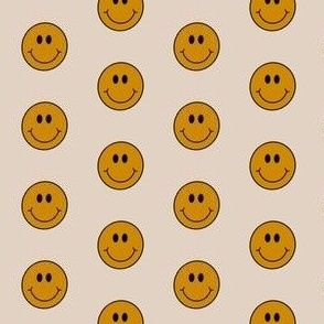 Smiley faces / tan and mustard gold
