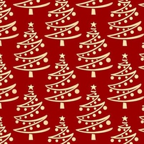Modern Gold Christmas Trees on Red