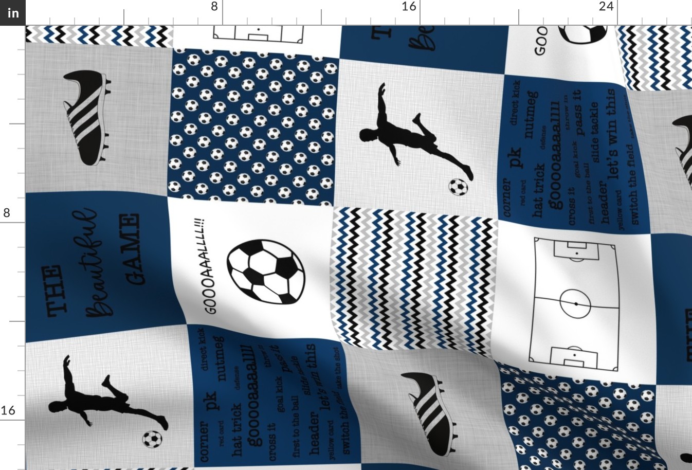 Soccer / Futbol / Soccer Patchwork / Boys Soccer / Blue / Rotated