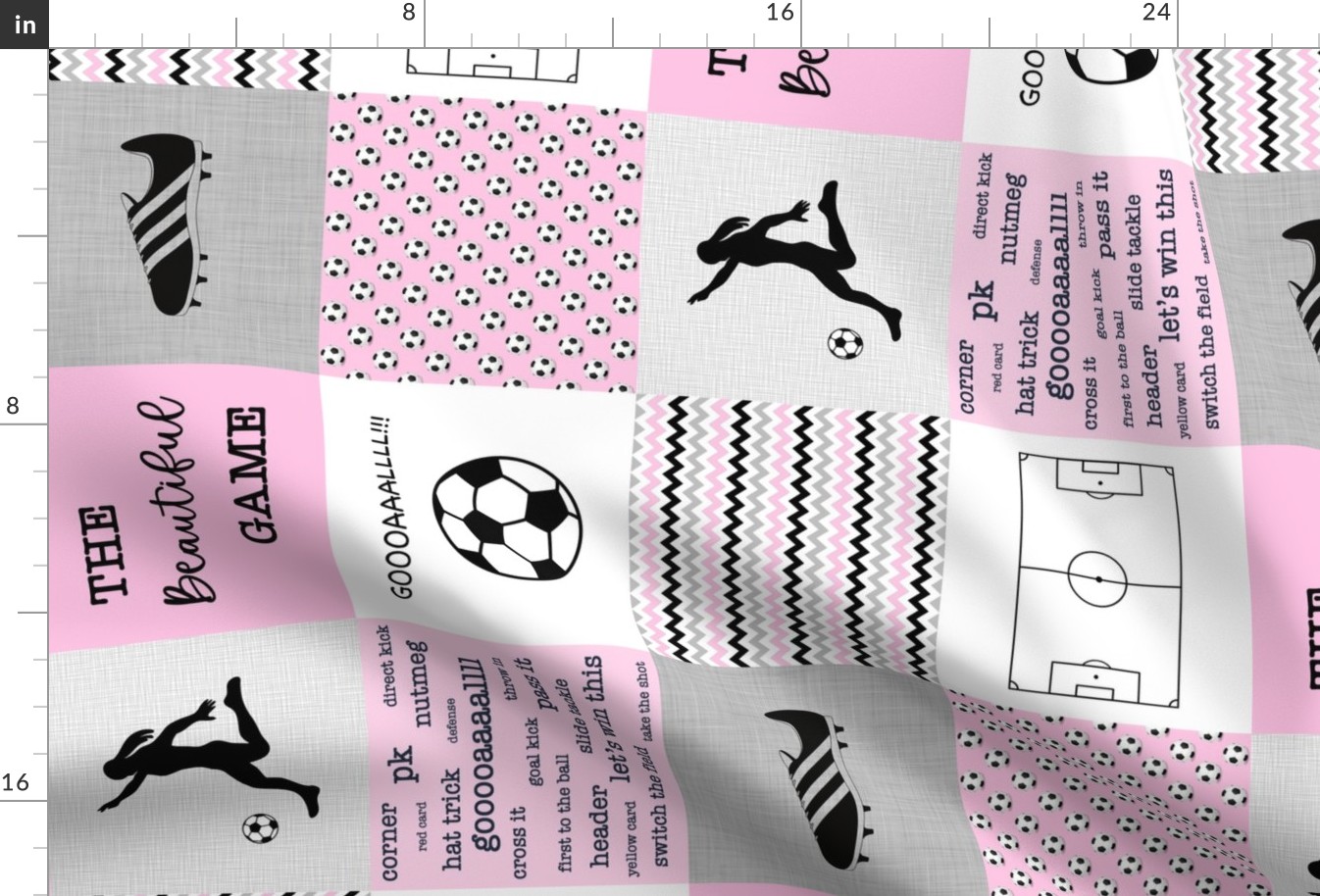 Soccer / Futbol / Soccer Patchwork / Girls Soccer / Pink  / Rotated