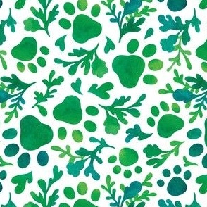 (small, blue-green) Paw prints botanical