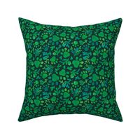 (small, dark blue-green) Paw prints botanical