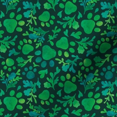 (small, dark blue-green) Paw prints botanical