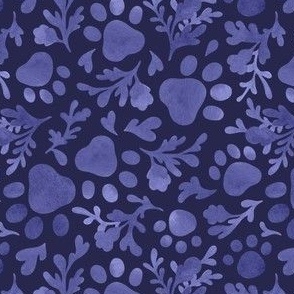 (small, dark periwinkle) Paw prints botanical