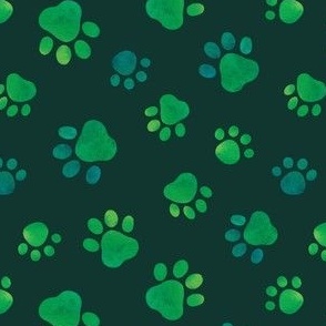(small, dark blue-green) Paw prints