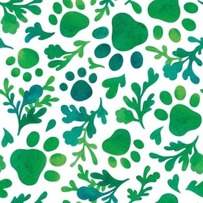 (large, blue-green) Paw prints botanical