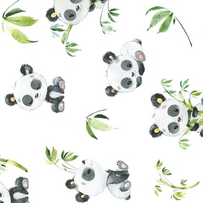 Pandas and Bamboo Rotated / Large