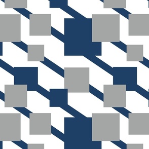 Abstract Blue Gray Mid-Century Modern Lines Squares 