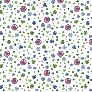 Monster Spots//Blue, Maroon, and Green on White