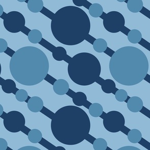 Blue Circle Lines Abstract Geometric Mid-Century Modern 