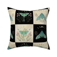 Luna and Forester Quilt Fabric - Floral Moth Patchwork Quilt Block