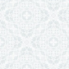 Embroidered White Lace on Regency Grey 